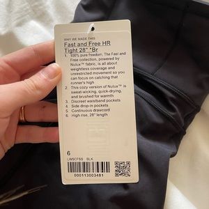 Lululemon Fast and Free Brushed Fabric High-Rise Tight 28” New with tags!6.black